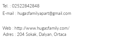 Hugas Family Apart telefon numaralar, faks, e-mail, posta adresi ve iletiim bilgileri